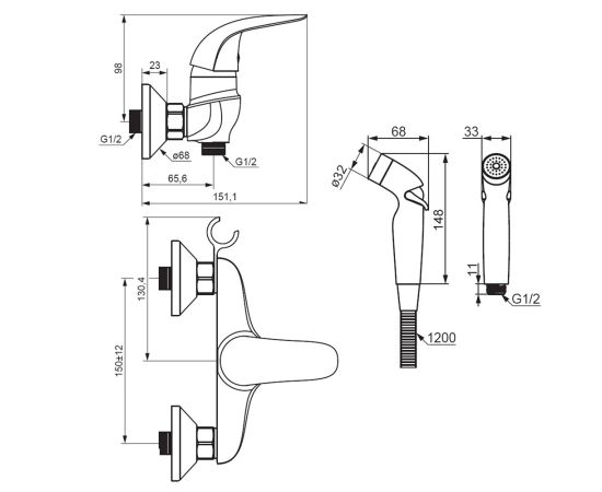 Faucet with hygienic shower Damixa Eclipce 318000000 Chrome