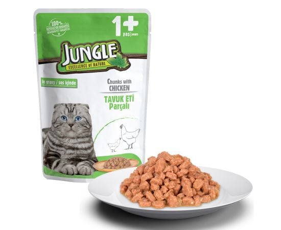 Корм мокрый для кошек Jungle курица 100гр