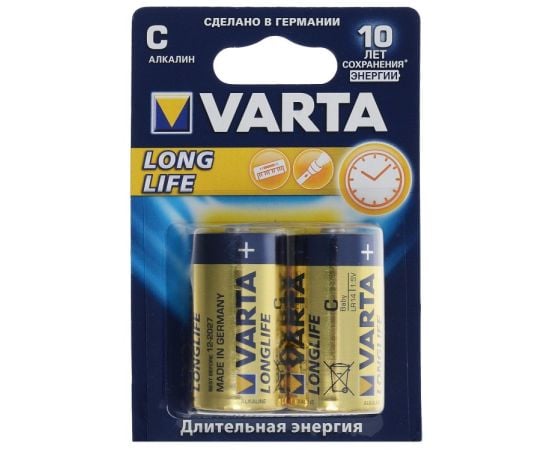 Батарейка Varta Longlife Alkaline C 2 шт (04114 113 412)