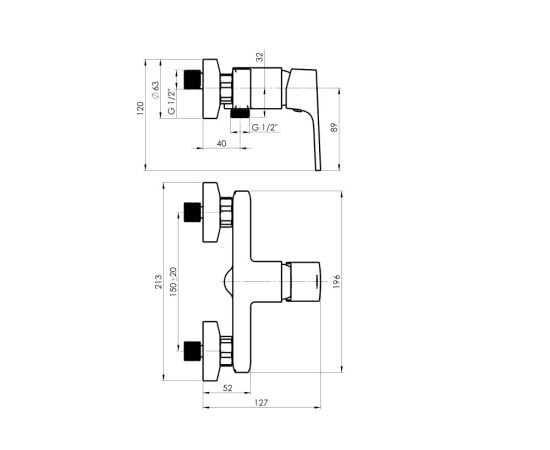 Shower faucet Rubineta Modena 12 B chrome with hygienic shower head