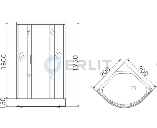 Shower cabin Erlit ER0509-C4 90x90x195 cm