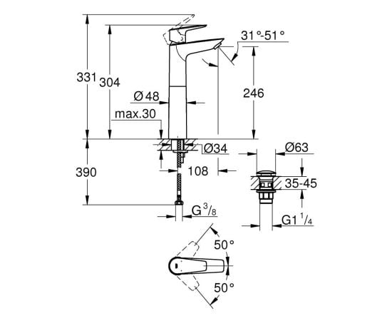 Washbasin Mixer Grohe 24208002