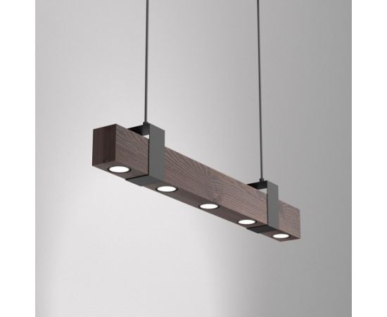 Pendant LUMINEX 5 Belen GU10 5x MAX 8W black dark brown wood 890