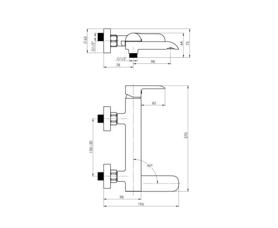 Washbasin faucet Rubineta Ultra-10 (BK) (SW)