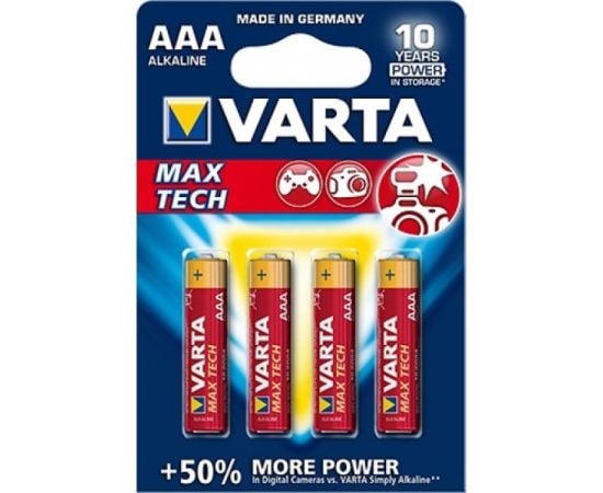 Батареика VARTA Alkaline Max Tech AAA 1.5 V 4 шт