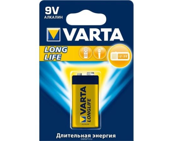 Батареика VARTA Alkaline Long Life 6LR61 9V 1 шт