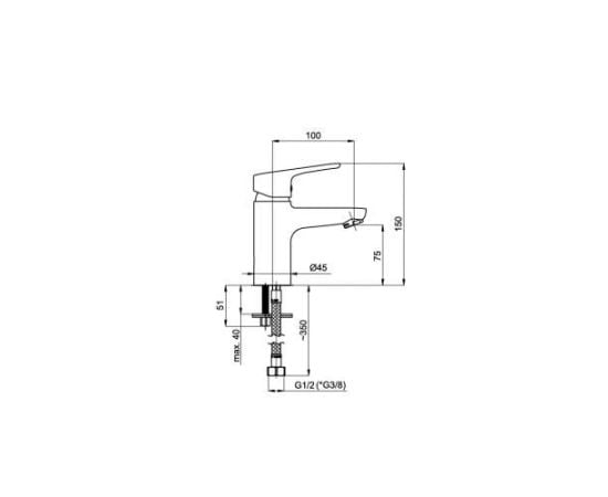 Washbasin faucet Rubineta Uno-18 (BK2)