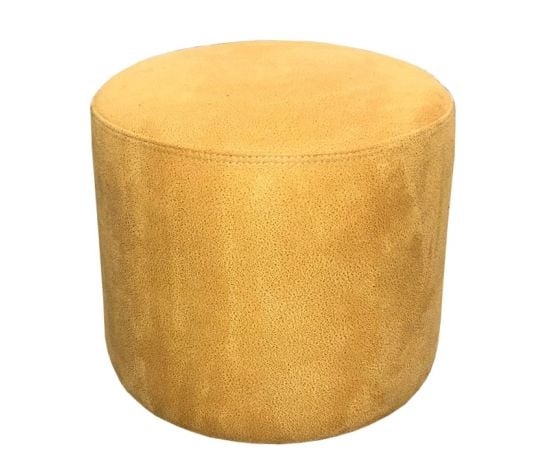 Round pouf alcantara yellow