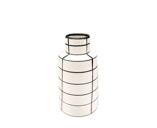 Vase with floral stripes white 25 cm