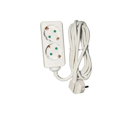 Extension cord LINUS 2x2m switch white LIN-E2X2