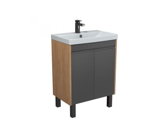 Bathroom furniture with washbasin OLIVE 60-U Wood/Grey Sempre 61 cm