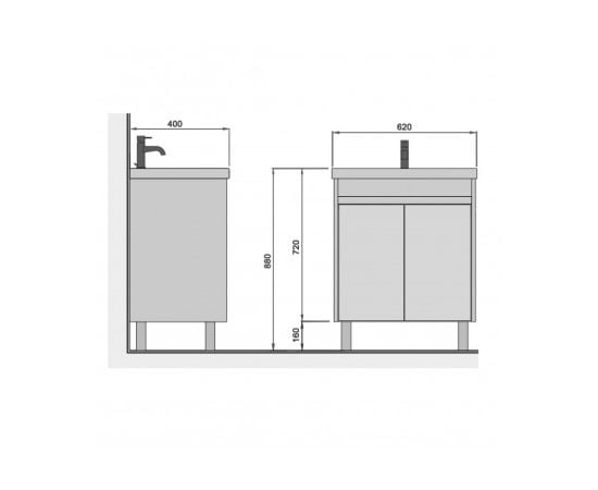 Bathroom furniture with washbasin OLIVE 60-U Wood/Grey Sempre 61 cm