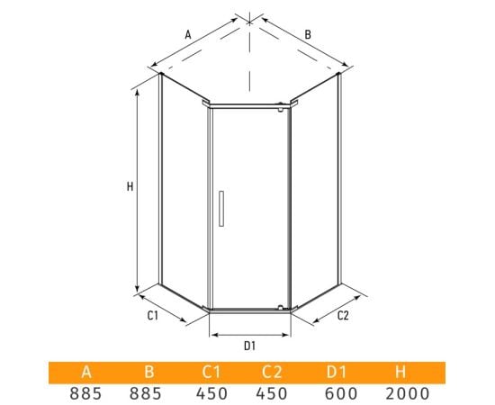 Shower enclosure Erlit ER10109V-C1 90x90x200 cm