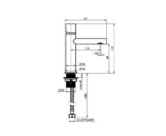 Washbasin faucet with controller Rubineta Etna-18 Chrome