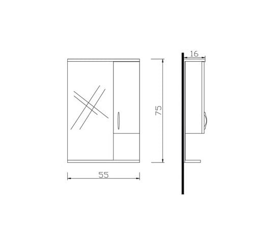 Cabinet with mirror Denko Trend 55 white/anthracite gray