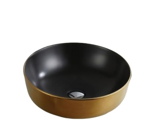 Умывальник накладной Osis Art basin 8434GYH black/gold 42x14 см