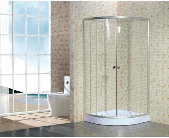 Shower cabin transparent glass, matt silver oval profile SUNWAY 815S-80X80X195cm (4mm)