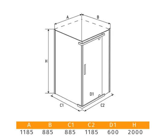 Душевое ограждение Erlit ER10112H-C4 120x90x200 cm