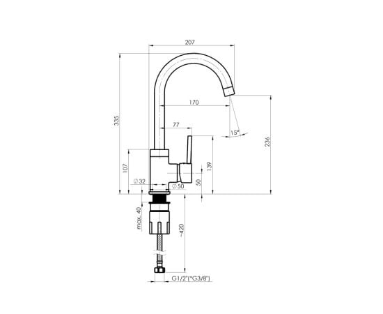 Kitchen faucet Rubineta Axe 33 BK2 black