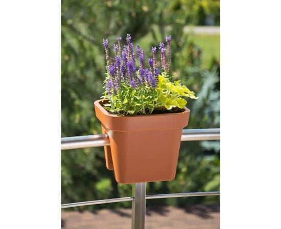 Flower pot balcony LAMELA Donica balustradowa LOBELIA 290x290 - ceglasty 10,5 L