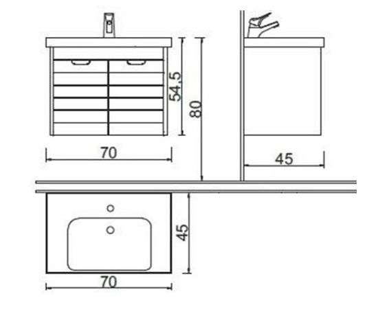 Hanging cabinet with washbasin Denko Mostar 70 anthracite grey/sonoma