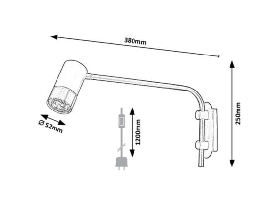 ბრა Rabalux ZIRCON LED 5W L380 შავი ვერცხ 5072