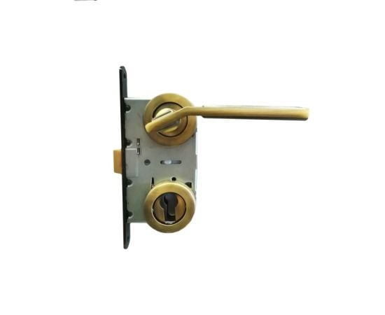 Set handle and lock BT Group EFES AGB 70 mm. bronze