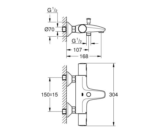 Bath mixer with thermostat Grohe 345982430 THM Black Matt