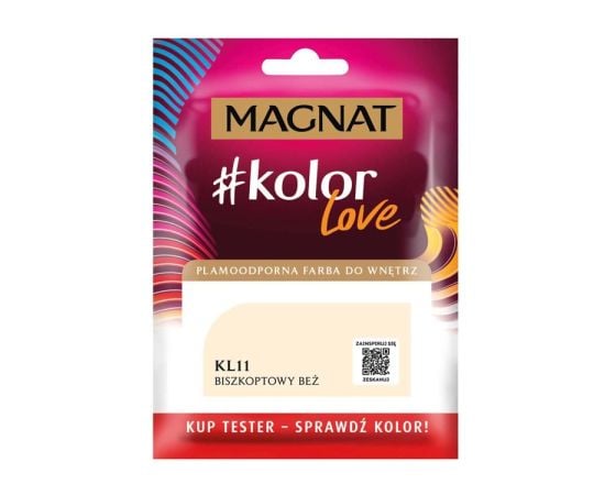 Interior paint test Magnat Kolor Love 25 ml KL11 biscuit beige