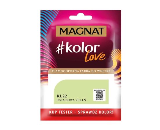 Interior paint test Magnat Kolor Love 25 ml KL22 pistachio green