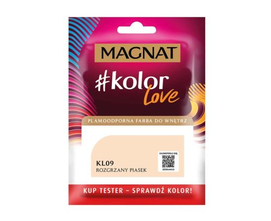 Interior paint test Magnat Kolor Love 25 ml KL09 sun-warmed sand