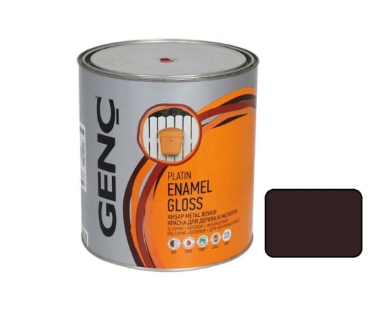 Краска для дерева и металла Genc Synthetic glossy paint Silver 8910 темно коричневый 2,5 л