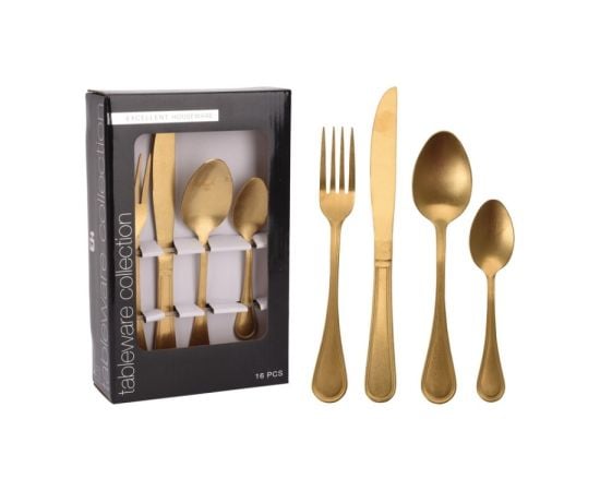 Knife and fork set Koopman 16 pcs gold