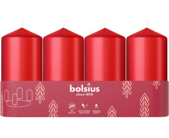 Candle Bolsius 4 pcs red 100/48 mm