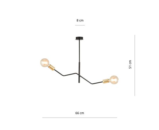 Chandelier EMIBIG BOLT 2 E27 2x MAX 60W black gold