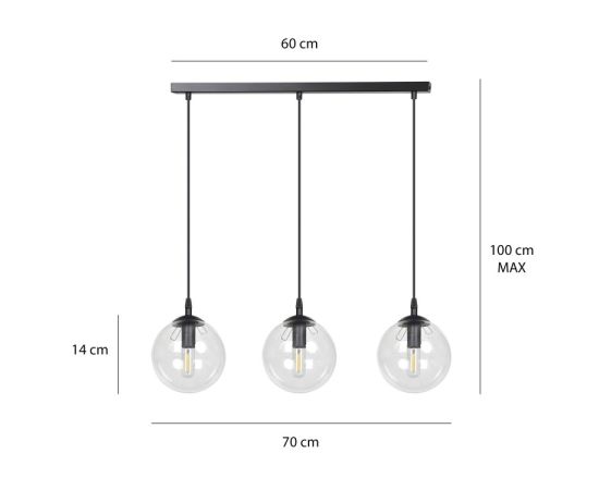 Hanger EMIBIG Cosmo 3 E14 3x MAX 40W black transparent