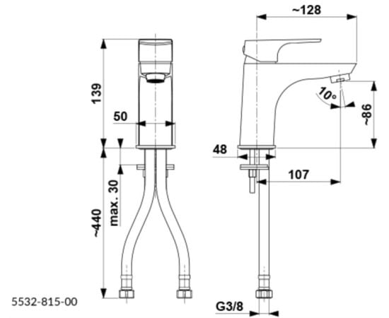 Washbasin faucet KFA MokaiT CLICK CLACK with siphon black