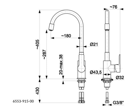 Kitchen faucet KFA Rumba Flexy black