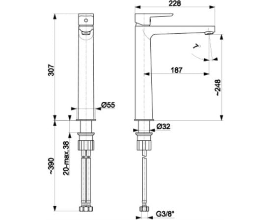 Washbasin faucet KFA Narva black with Click-Clack siphon