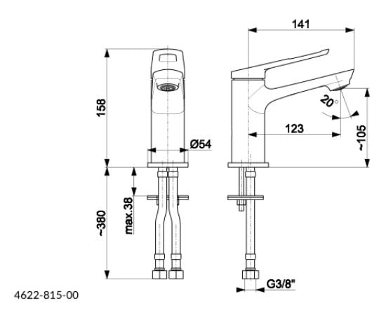 Washbasin faucet KFA Amazonit Click Clack with siphon