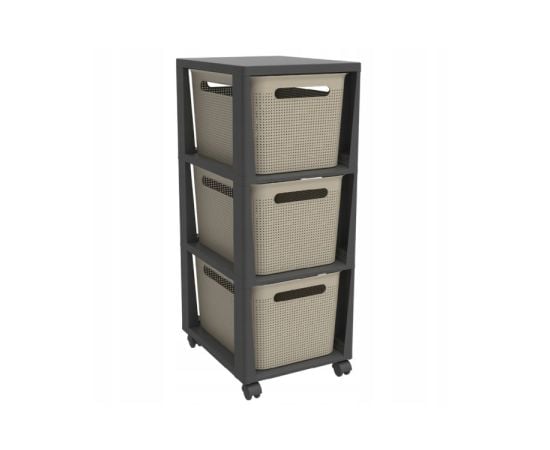 Chest of drawers with rollers Rotho BRISEN 3x16l beige