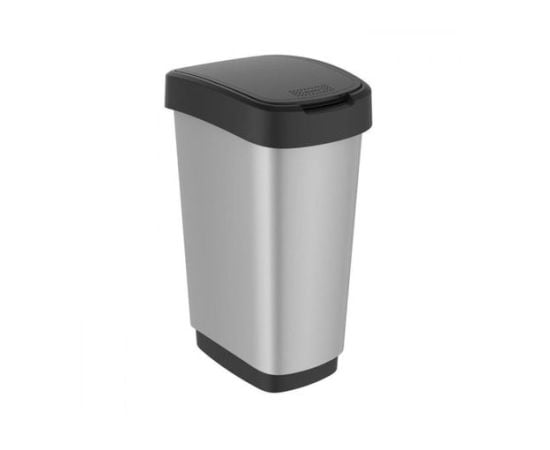 Trash can Rotho TWIST 50l silver