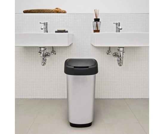 Trash can Rotho TWIST 50l silver