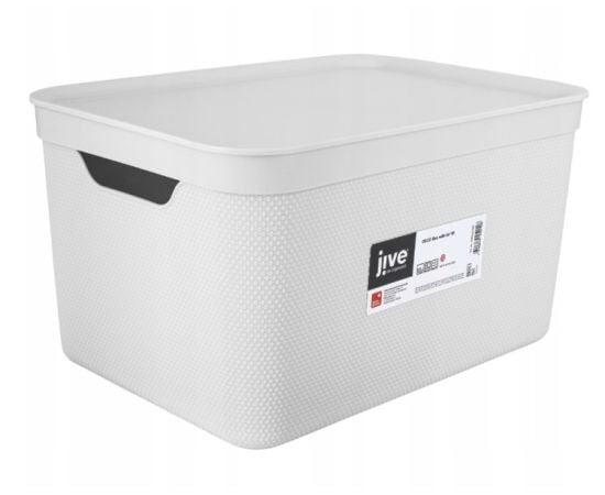 Storage basket with lid Rotho DECO 16L white