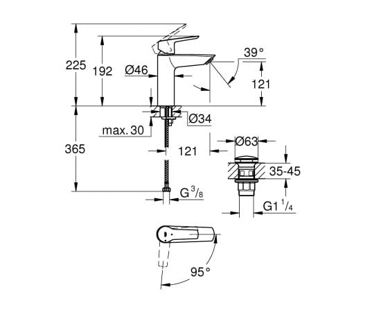 Washbasin mixer Grohe 237462432 Black