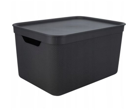 Storage basket with lid Rotho DECO 16L black