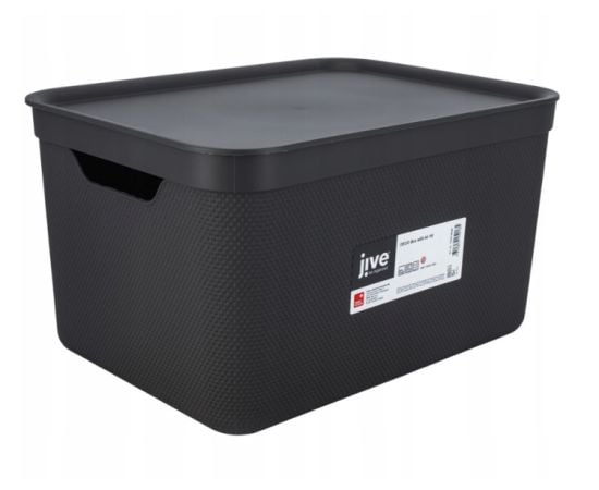 Storage basket with lid Rotho DECO 16L black