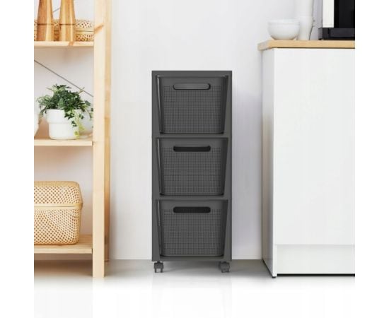 Chest of drawers with rollers Rotho BRISEN 3x16l black