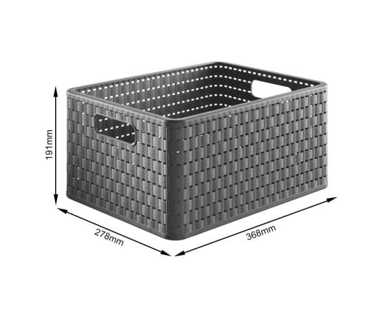 Storage basket Rotho 18L COUNTRY A4 anthracite