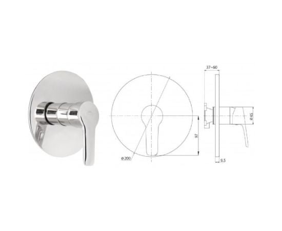 Hidden installation shower system Rubineta 625014 Kubo-1F-Uno (6in1)